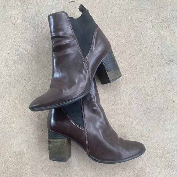 H&M Brown Leather Heeled Ankle Booties - Picture 9 of 13